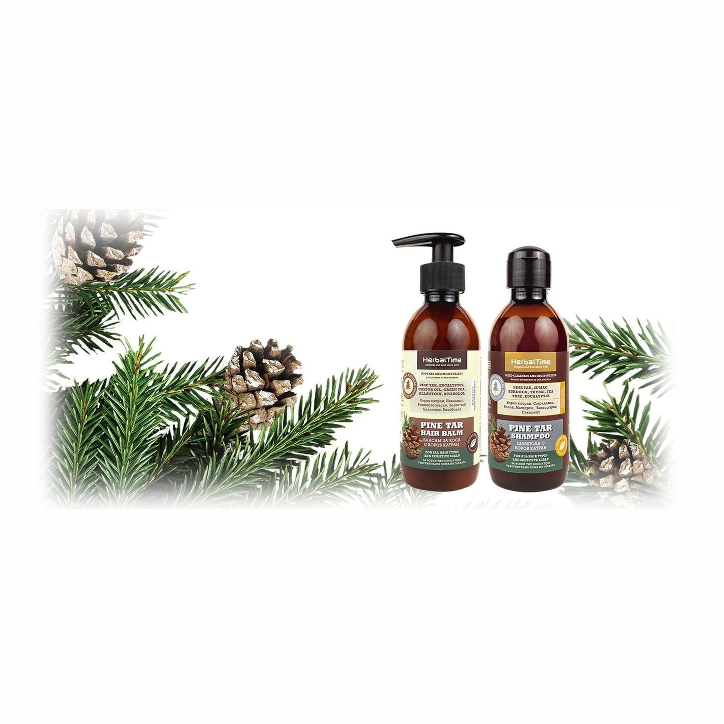 HERBAL TIME Dennenhars Shampoo voor Eczeem/Psoriasis/Roos/Jeuk/Gevoelige hoofdhuid - 240ml | MISTER33.COM