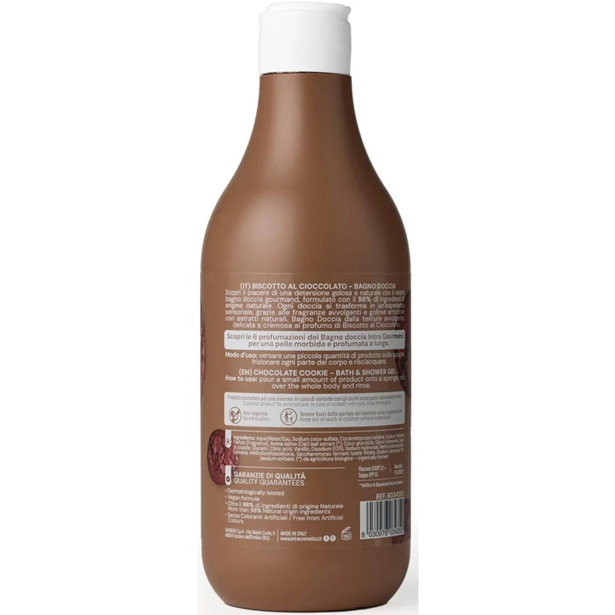 Intra Gourmand Chocolate Cookie Douchegel – achterkant verpakking
