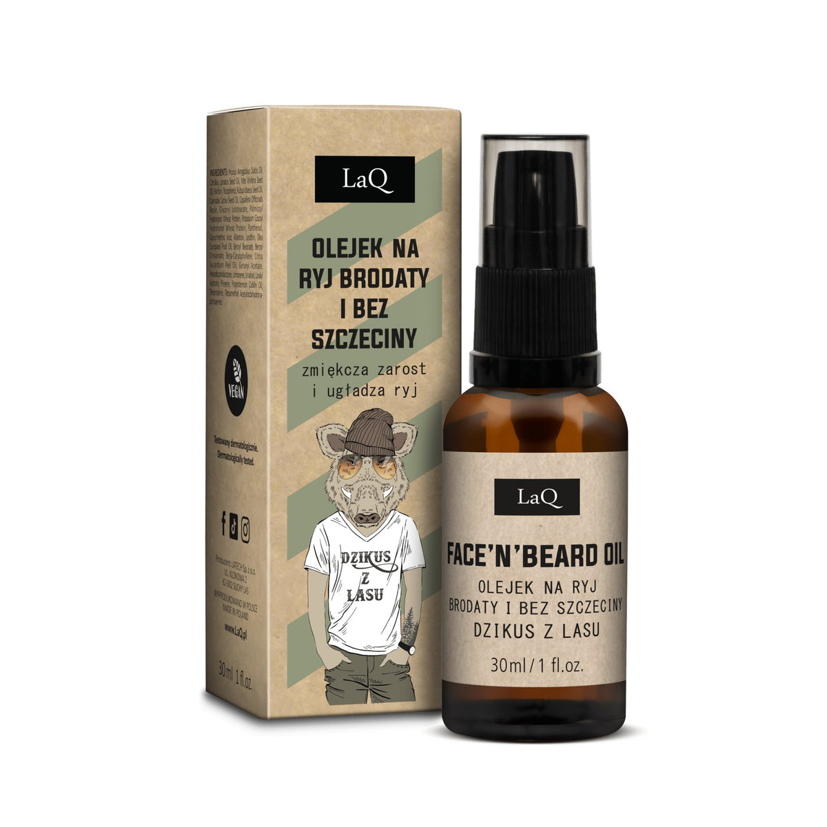 LaQ Face 'n' Beard Oil Wild Boar Baardolie – verpakking