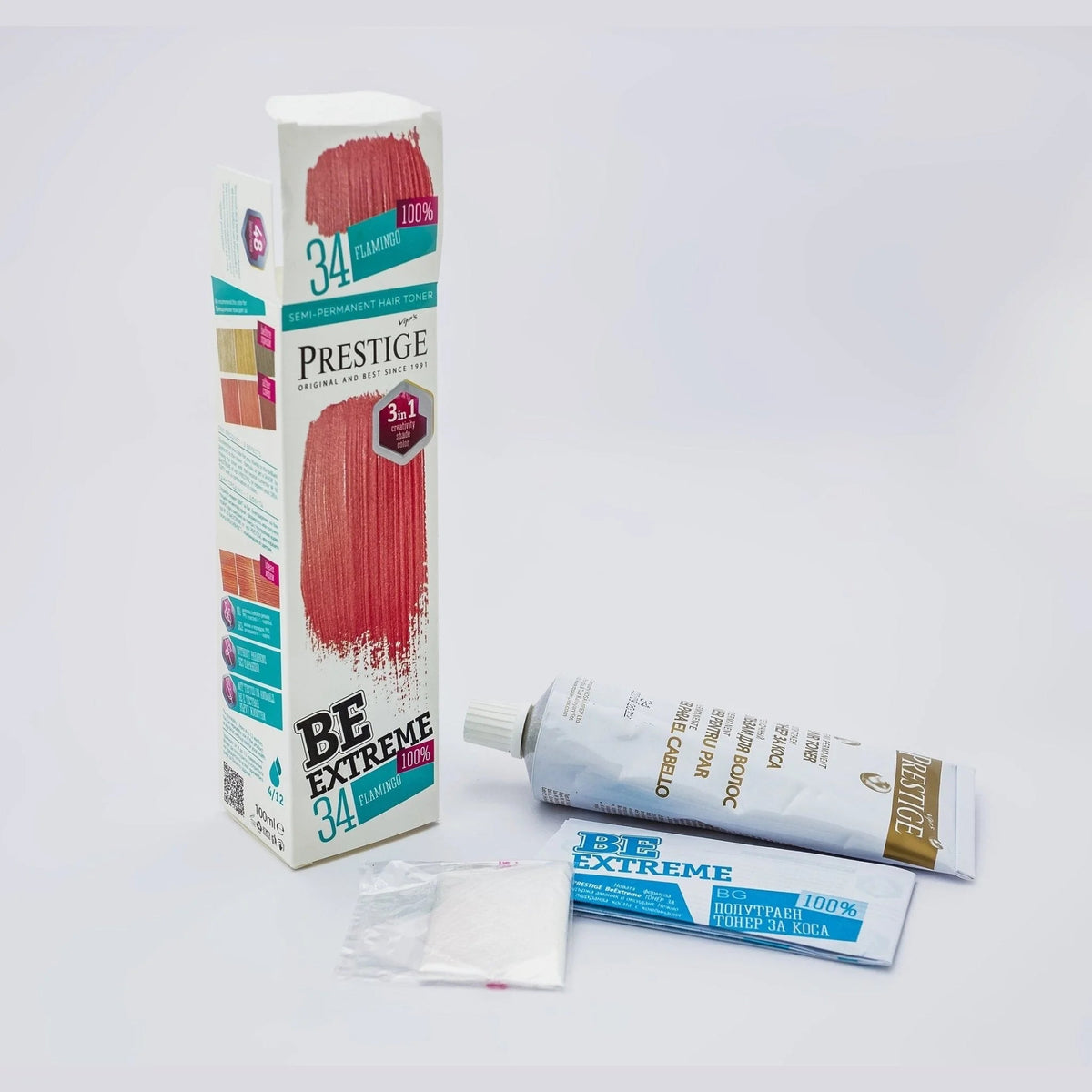 Prestige Semi-Permanente Roze Haarverf Set Flamingo – inhoud kleuring: tube en handschoenen