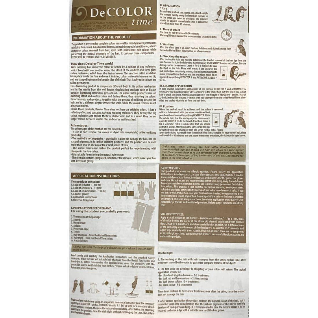 DECOLOR TIME Bleeksysteem voor Verwijdering Permanente Haarverf - 330ml | MISTER33.COM