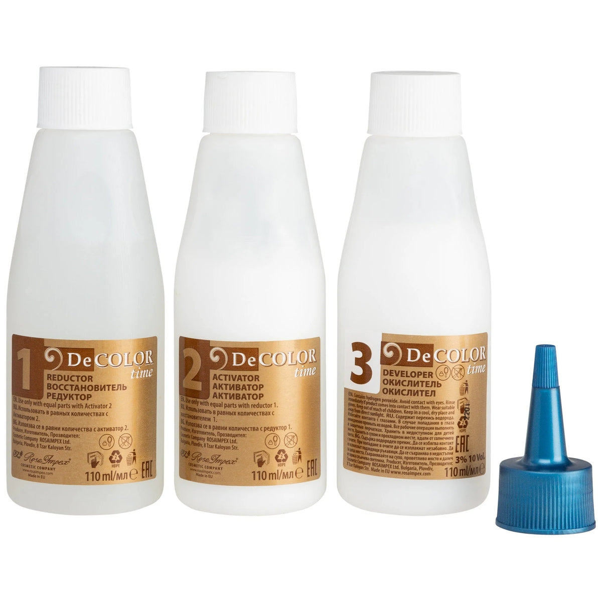 DeCOLOR time Bleeksysteem – de drie flacons