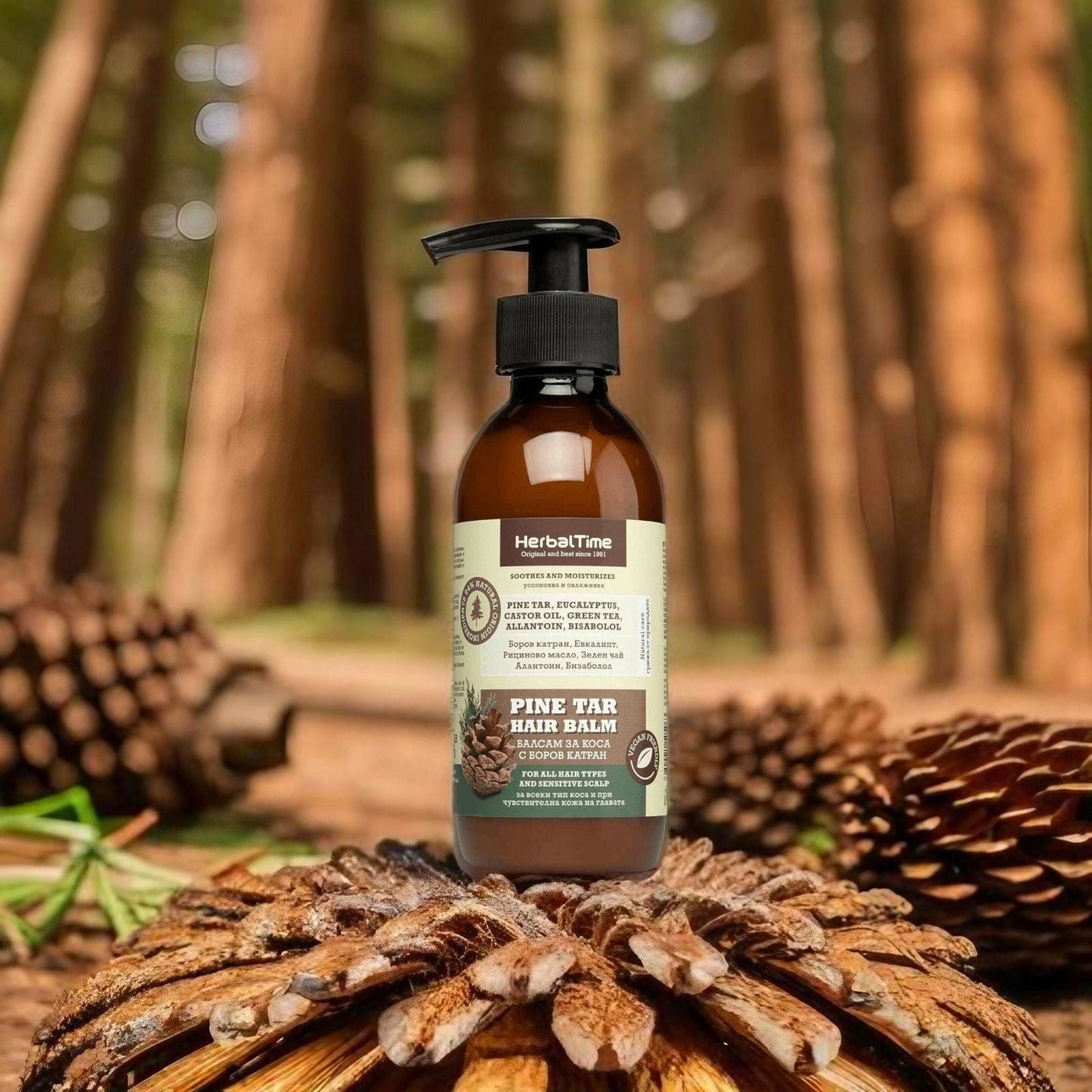 HERBAL TIME Dennenhars Haarbalsem voor Eczeem/Psoriasis/Roos/Jeuk/Gevoelige Hoofdhuid - 240ml | MISTER33.COM