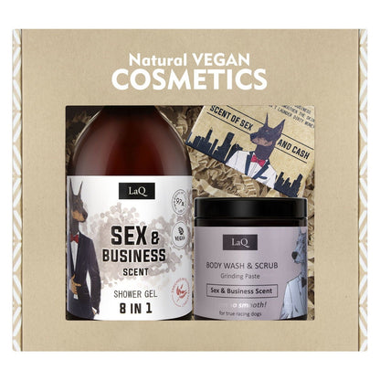 LaQ Giftset Doberman Shower Gel, Body Scrub, Soap Bar - 815g | MISTER33.COM