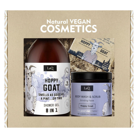 LaQ Giftset Hoppy Goat Shower Gel, Body Scrub, Soap Bar - 815g | MISTER33.COM