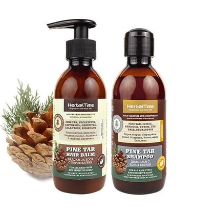 Herbal Time Dennenhars Shampoo – samen met Pine Tar Haarbalsem