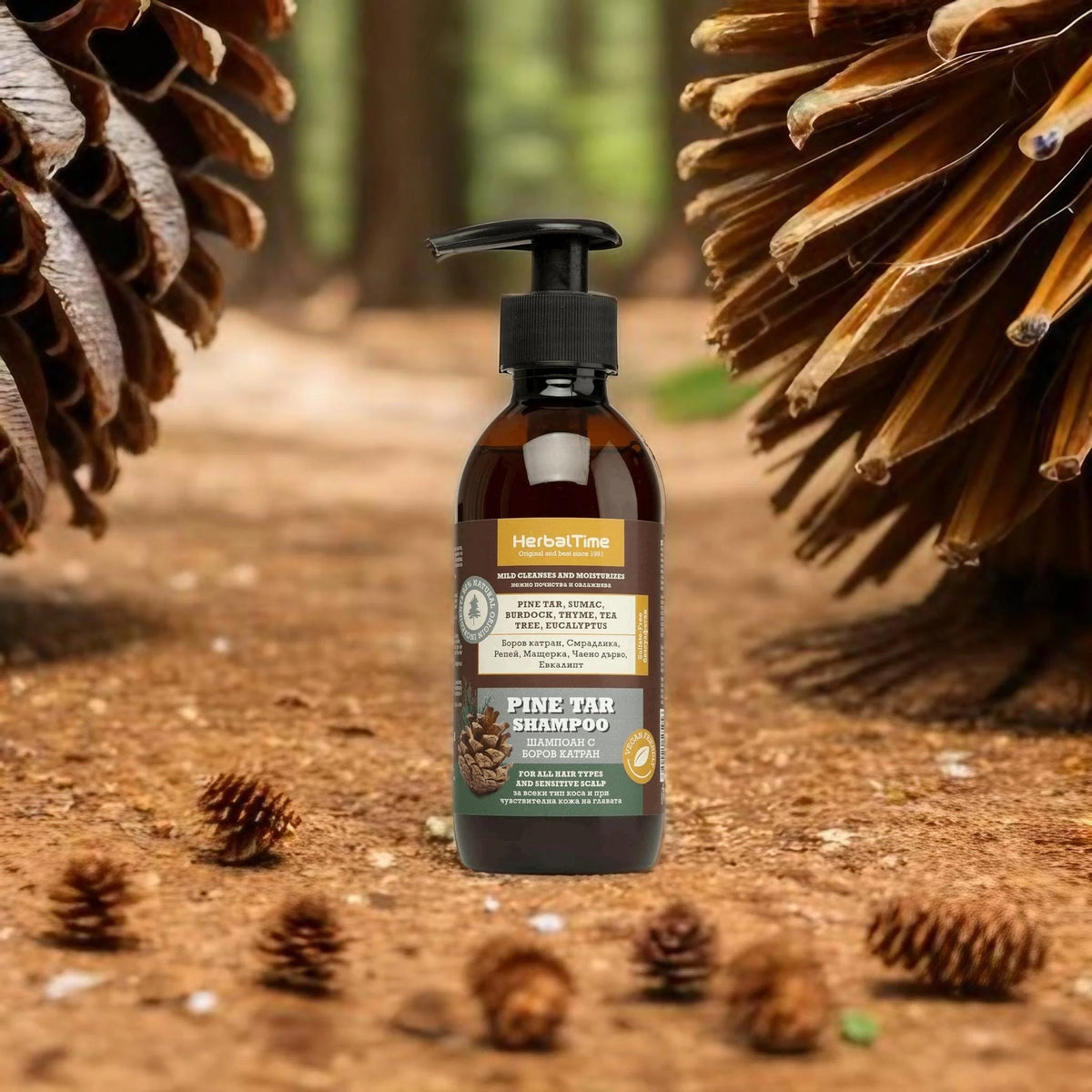 Herbal Time Dennenhars Shampoo + Haarbalsem Voordeelverpakking – sfeerfoto