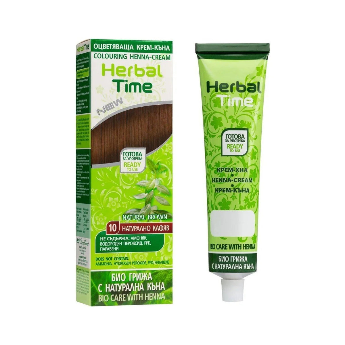 Herbal Time Henna Haarverf zonder Ammoniak/PPD/Peroxide – tint Natural Brown