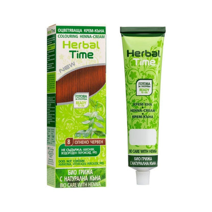 Herbal Time Henna Haarverf zonder Ammoniak/PPD/Peroxide – tint Fire Red