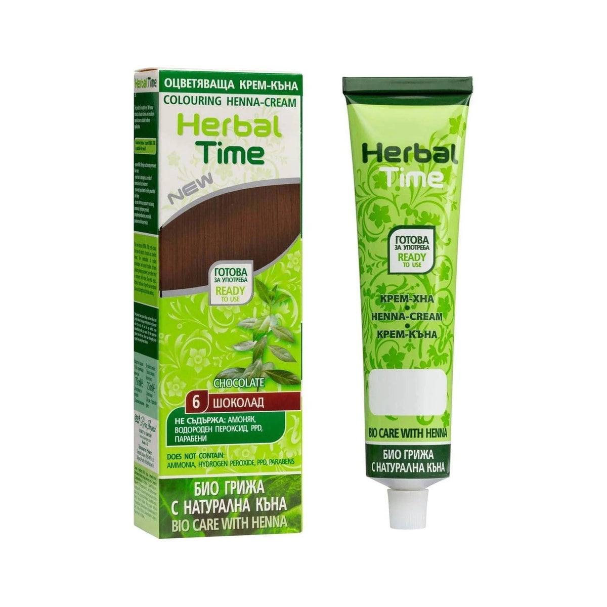 Herbal Time Henna Haarverf zonder Ammoniak/PPD/Peroxide – tint Chocolate
