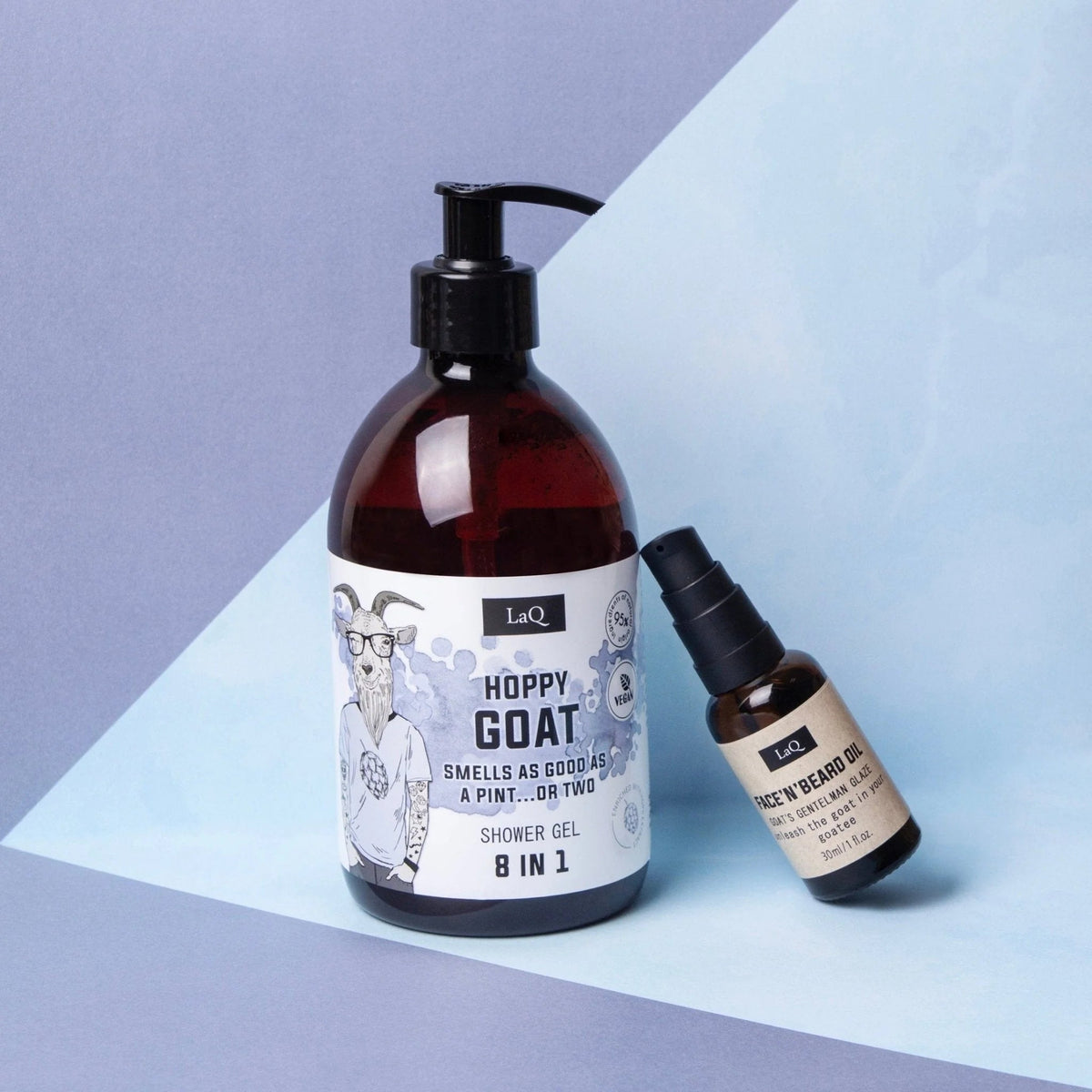LaQ Face 'n' Beard Oil Hoppy Goat Baardolie – samen met Shower Gel Hoppy Goat