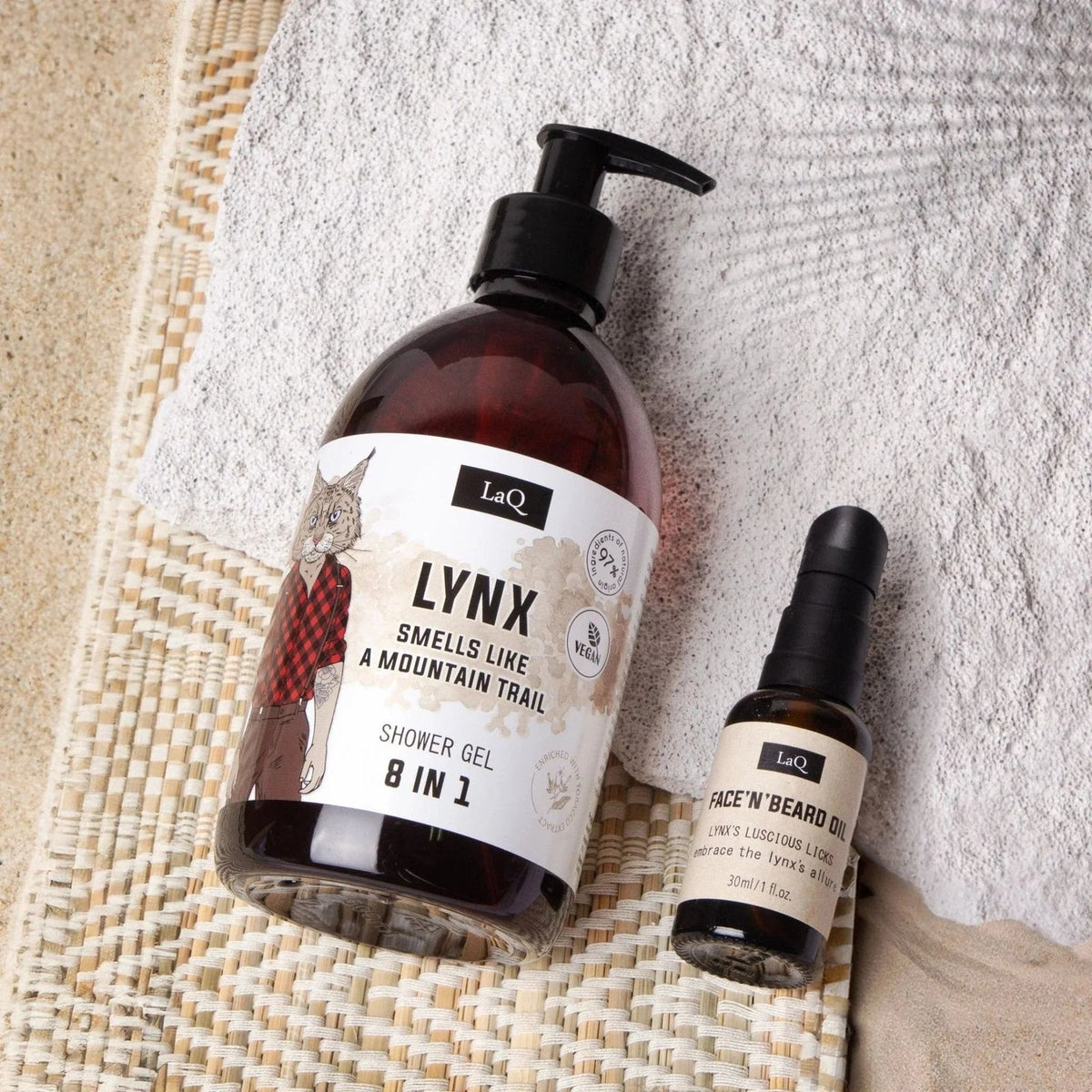 LaQ Shower Gel Lynx – samen met Face 'n' Beard Oil Lynx