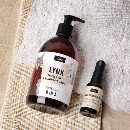 LaQ Shower Gel Lynx – samen met Face 'n' Beard Oil Lynx