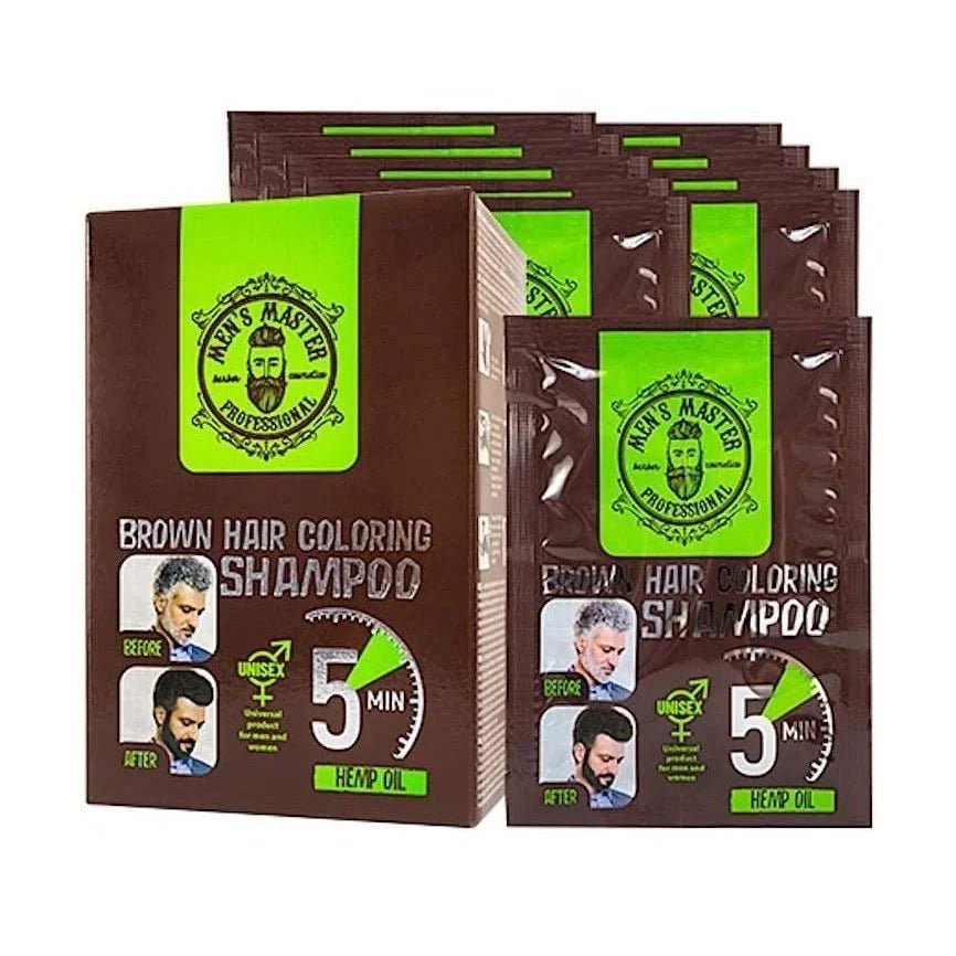Men's Master Coloring Shampoo Zwart of Bruin – bruin, doosje en sachets