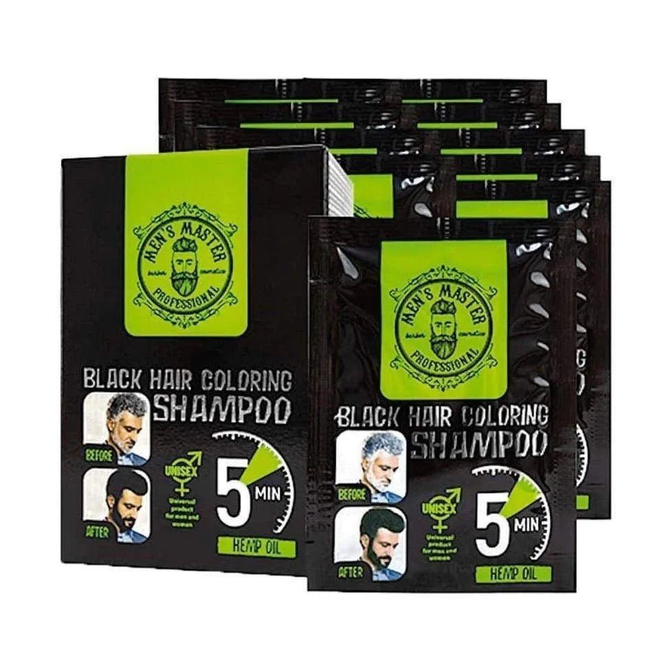 Men's Master Coloring Shampoo Zwart of Bruin – zwart, doosje en sachets