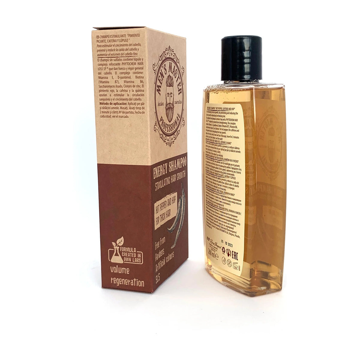 Men's Master Energy Shampoo Mannen Voordeelverpakking – achterkant verpakking