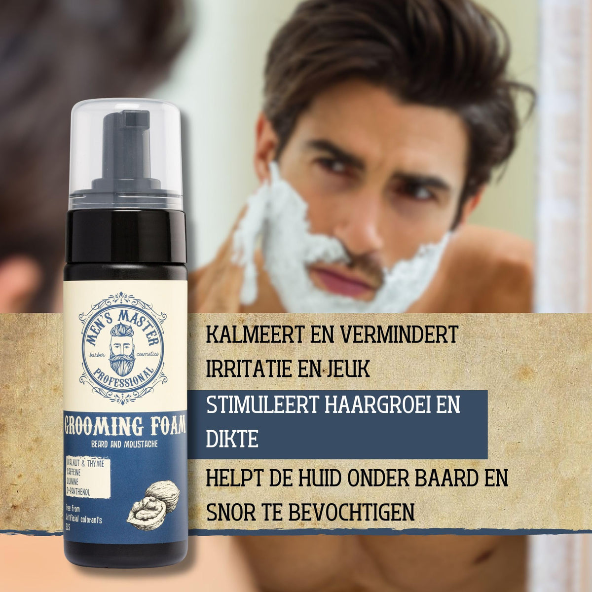 Men's Master Grooming Foam voor Baard en Snor – voordelen in beeld