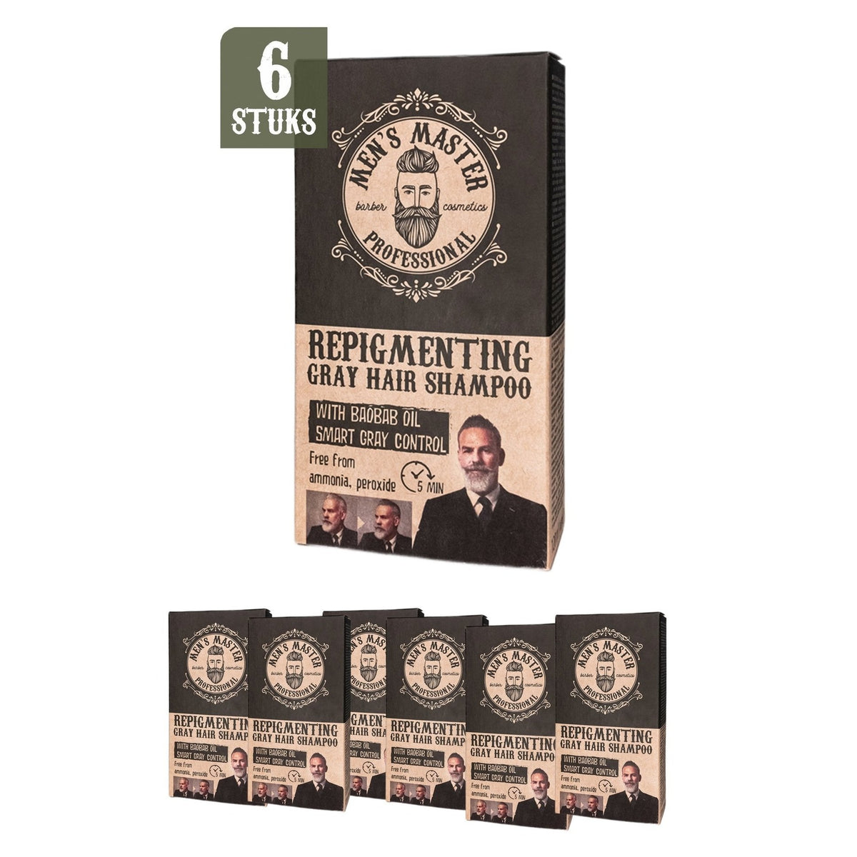 Men's Master Shampoo Grijs Haar Voordeelpak – 6 x 120ml