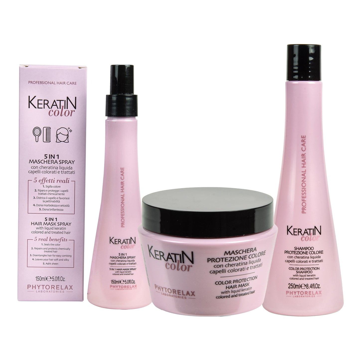 PHYTORELAX Color Protection Set Shampoo + Haarmasker + Hair Spray - voor Gekleurd of Behandeld Haar - 650ml | MISTER33.COM