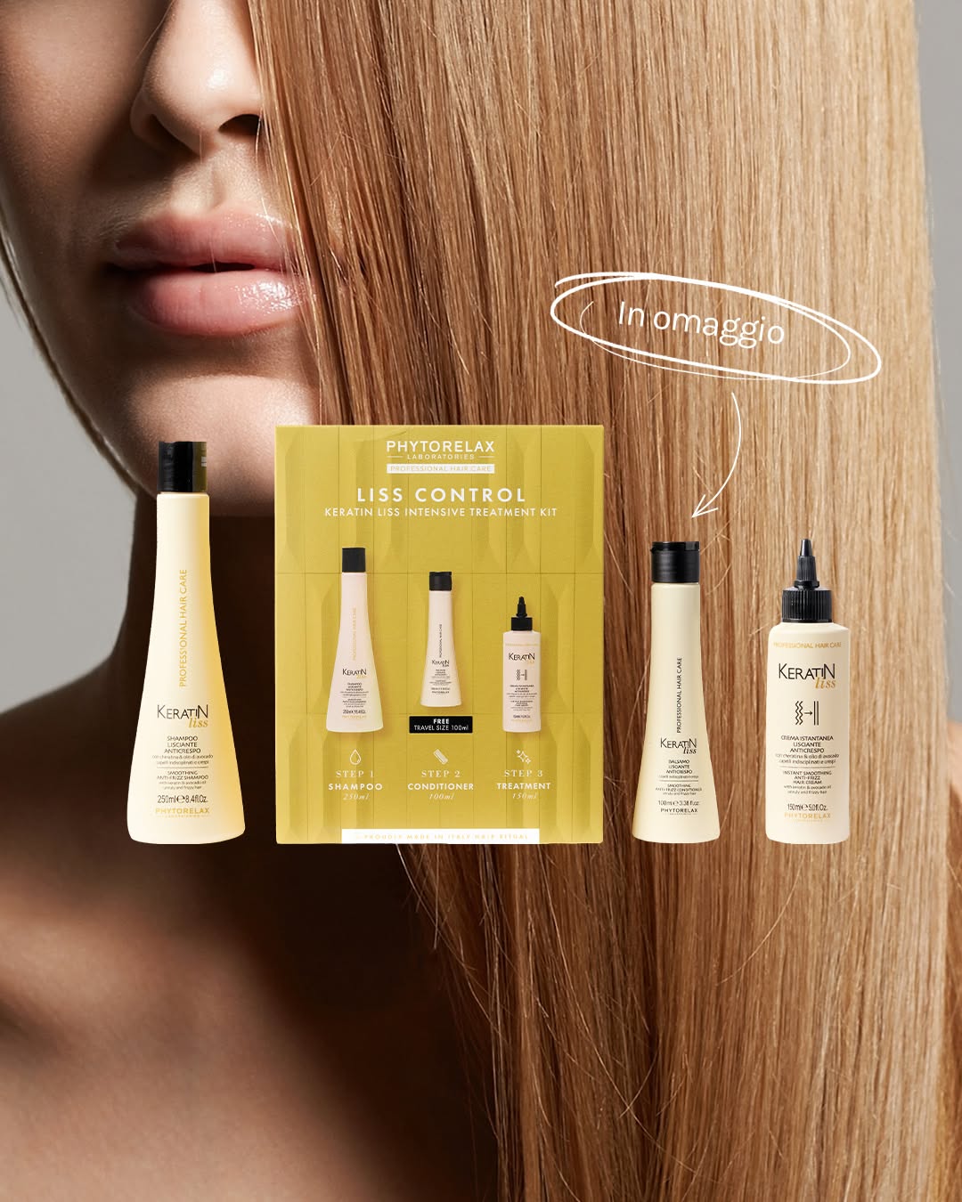 PHYTORELAX Liss Set – Shampoo + Haarmasker + Heat Protection Haarspray voor Droog of Onhandelbaar Haar - 700ml | MISTER33.COM