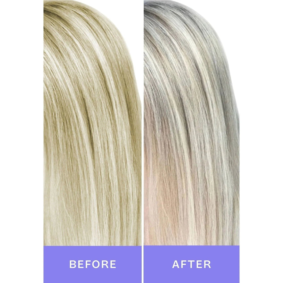 Phytorelax No-Yellow Instant Effect Haarspray met Paars Pigment – blond haar voor en na gebruik