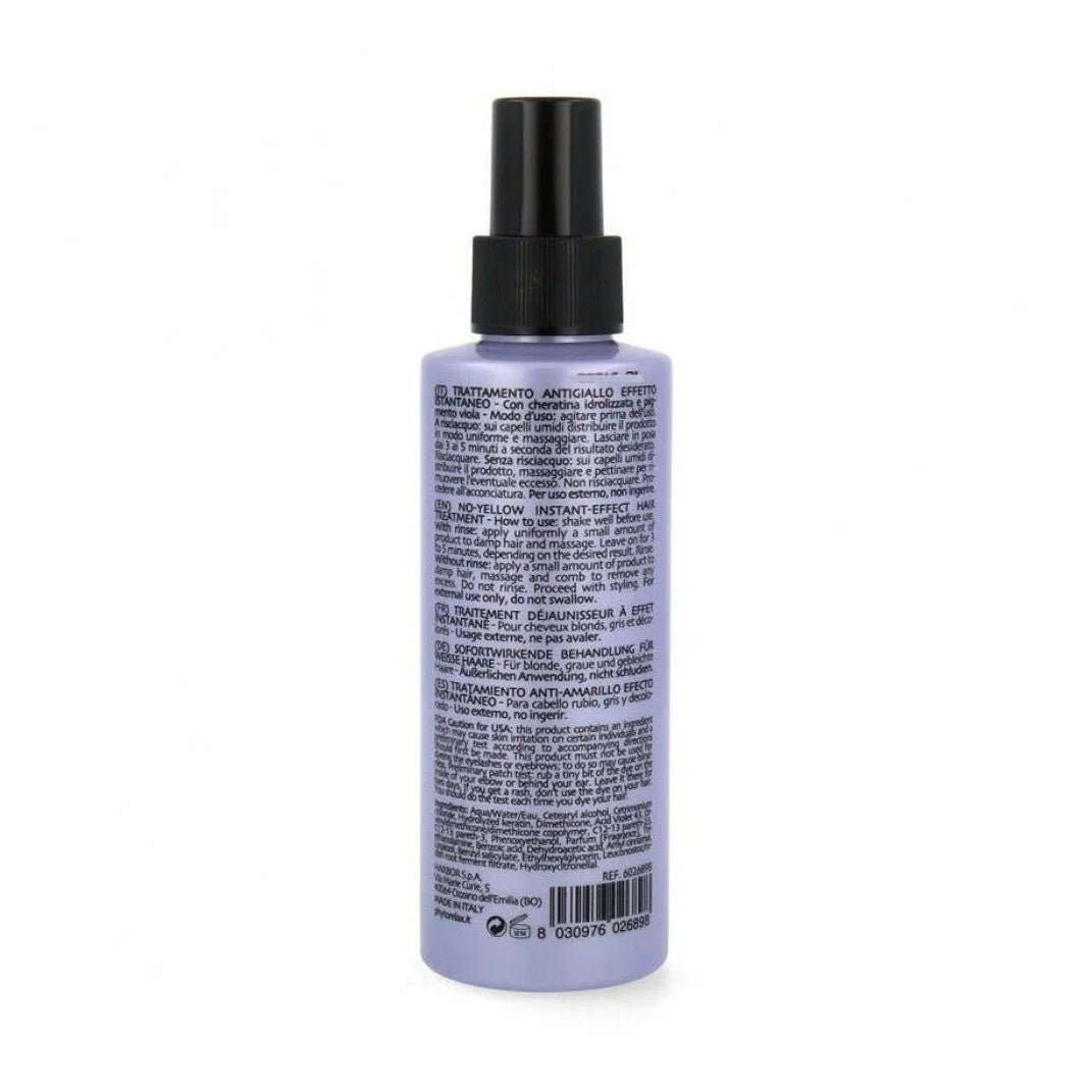 Phytorelax No-Yellow Instant Effect Haarspray met Paars Pigment – achterkant verpakking