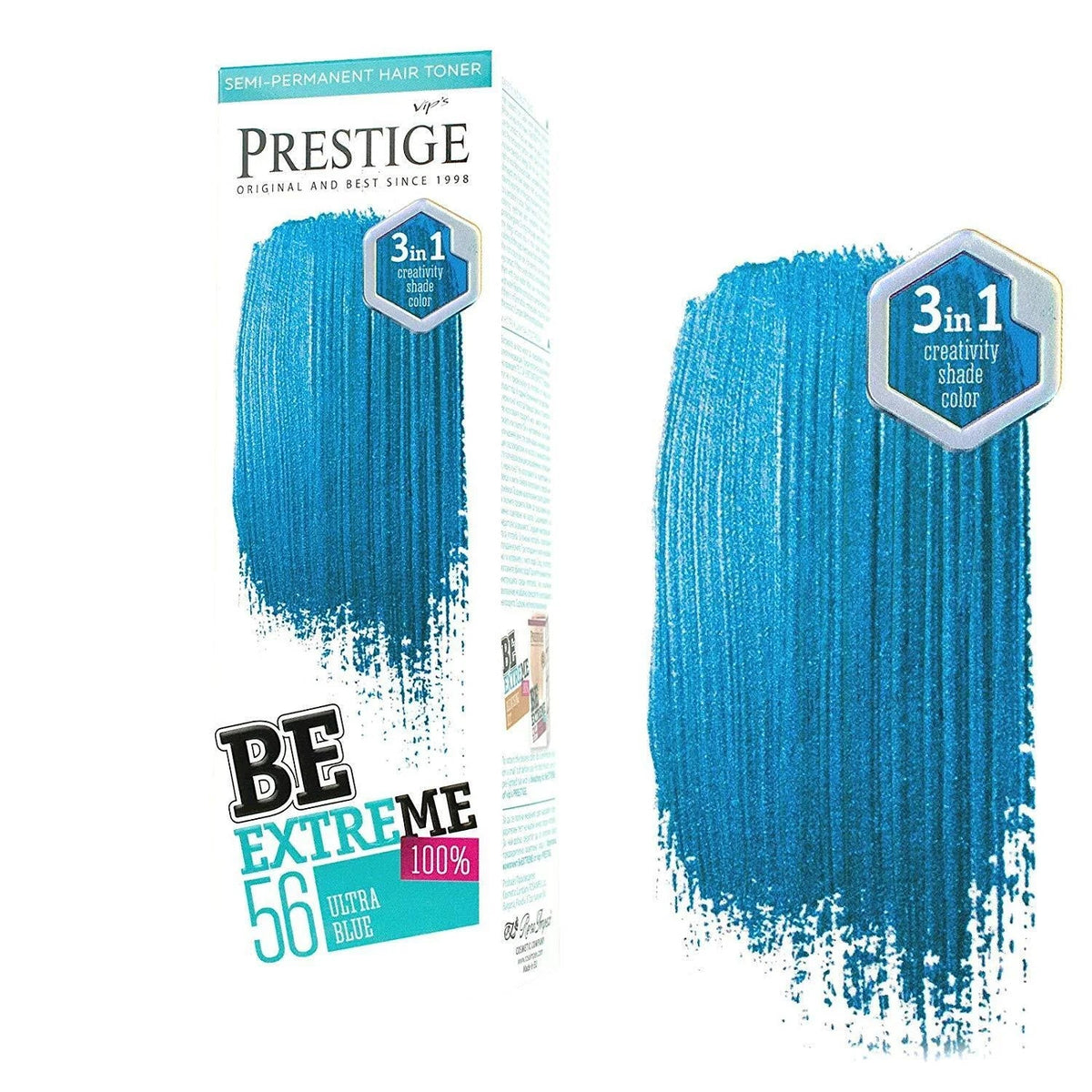 Prestige Semi-Permanente Blauwe Haarverf Set Ultra Blue – kleuring en kleurresultaat