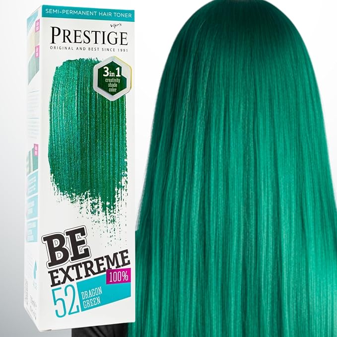 Prestige Semi-Permanente Groene Haarverf Set Dragon Green – kleuring en model met deze haarkleur