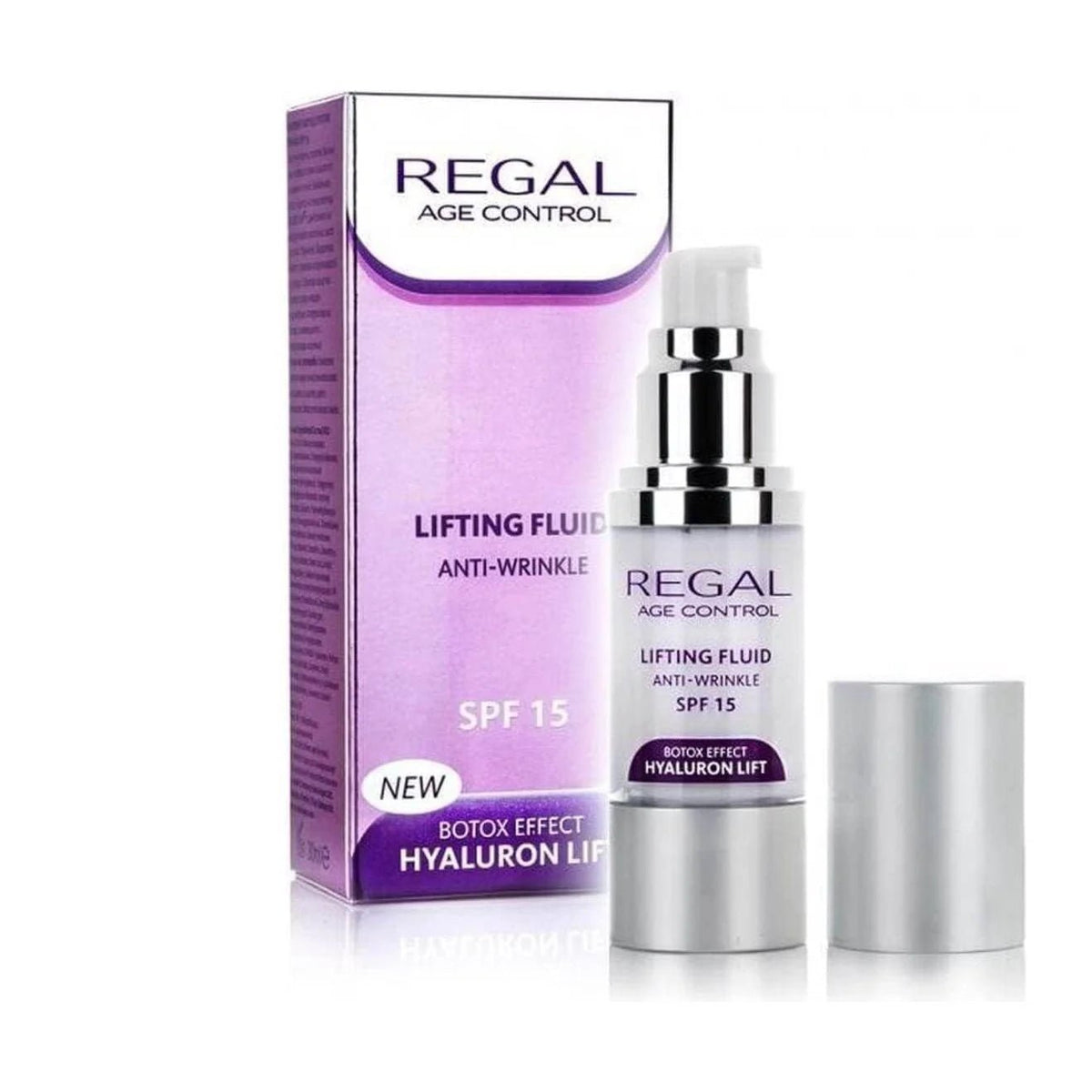 Regal Anti-Rimpel Serum SPF15 – flacon met doosje en dop