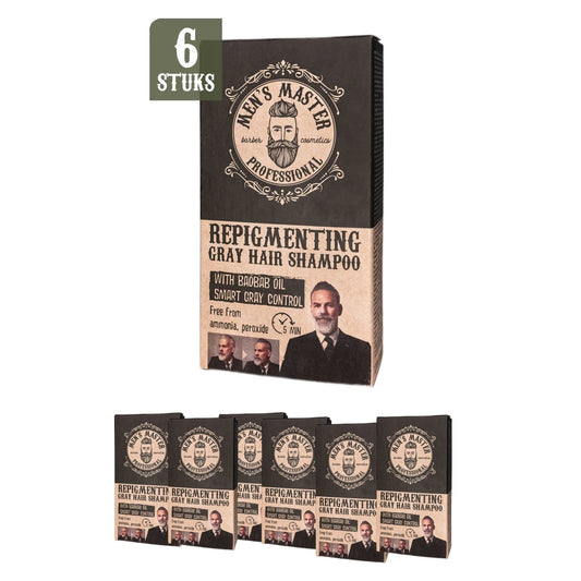MEN'S MASTER Repigmenting Gray Hair Shampoo 6 Stuks Voordeelverpakking - 720ml | MISTER33.COM