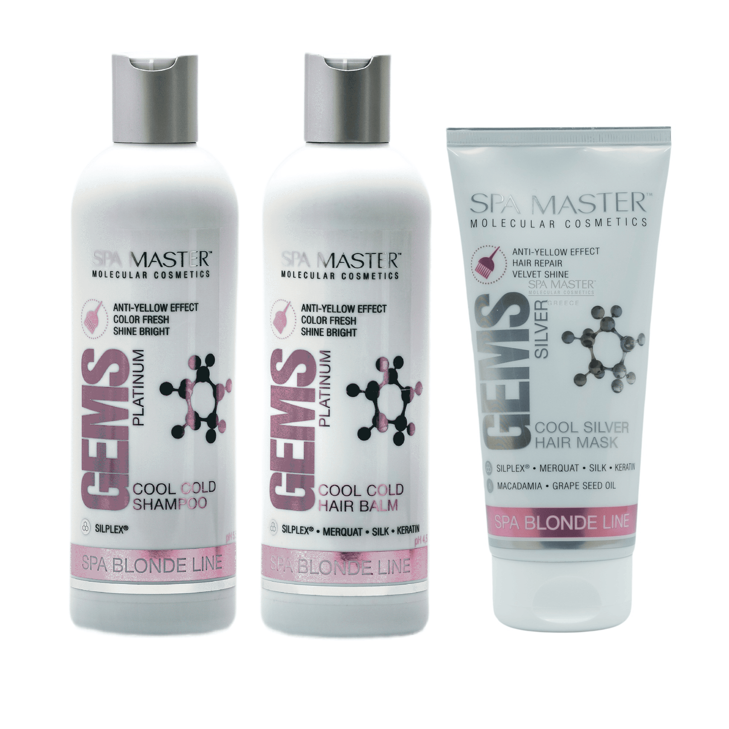 SPA MASTER Anti - geel Set Shampoo + Haarbalsem + Haarmasker voor Blond en Grijs Haar | MISTER33.COM