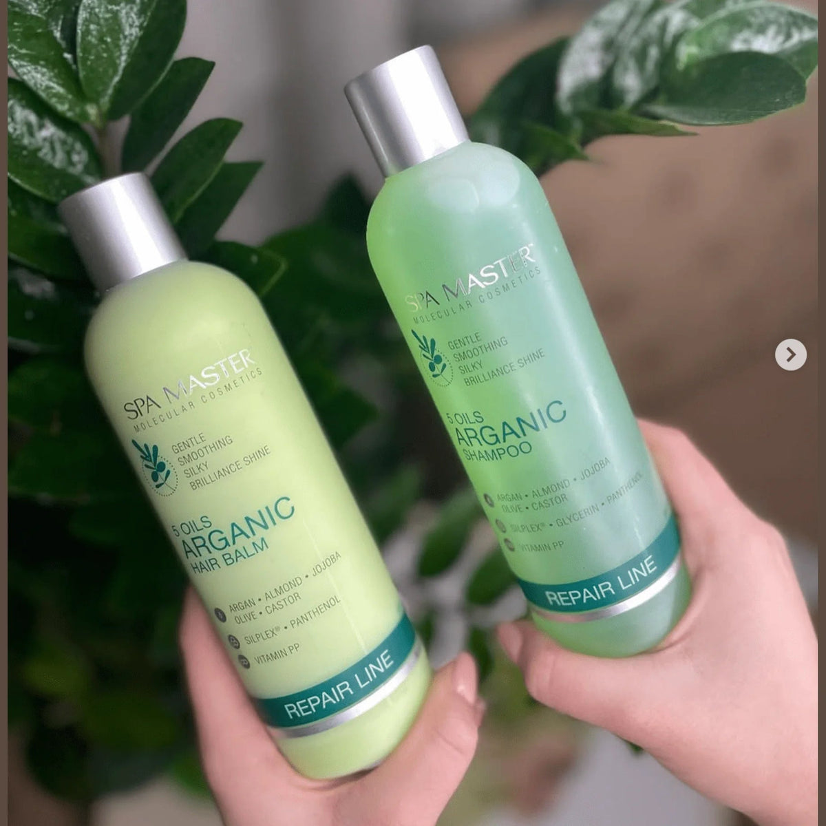 Spa Master Arganolie Voordeelverpakking – shampoo en haarbalsem in de hand