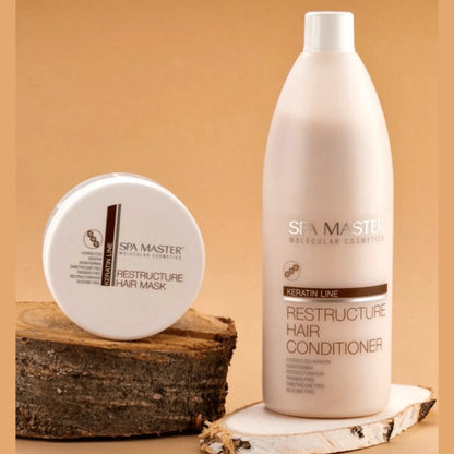 Spa Master Herstellend Keratine Haarmasker – samen met Restructure Haarconditioner